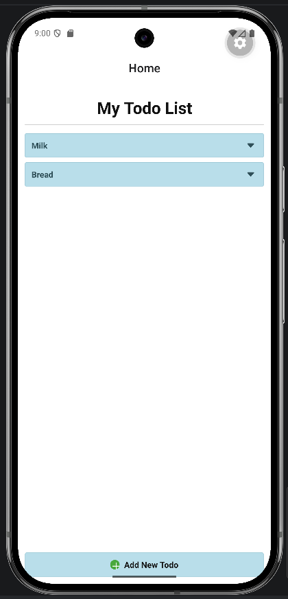 My Todo List home screen showing a dynamic todo list.